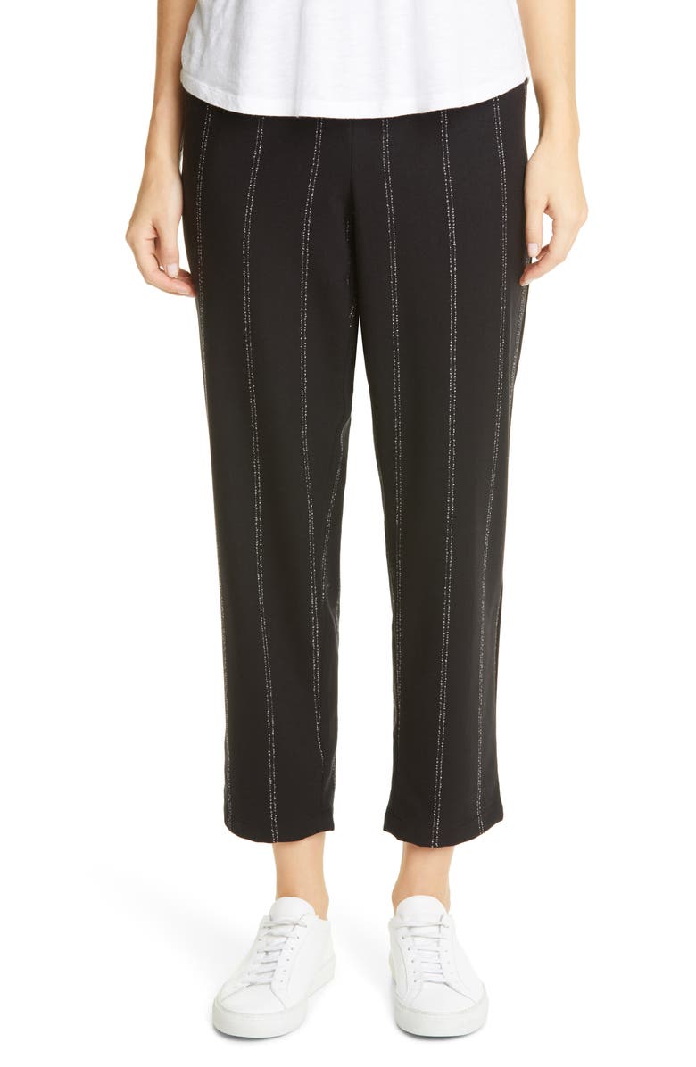 Eileen Fisher Stripe Tapered Ankle Pants, Main, color, 
