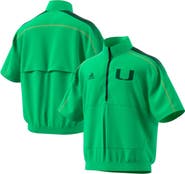 adidas Men's adidas Green Miami Hurricanes Miami Nights Strategy Half-Zip Short Sleeve Jacket