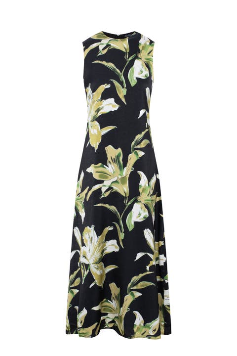Floral Woven Invisible Zipper Maxi Jumper
