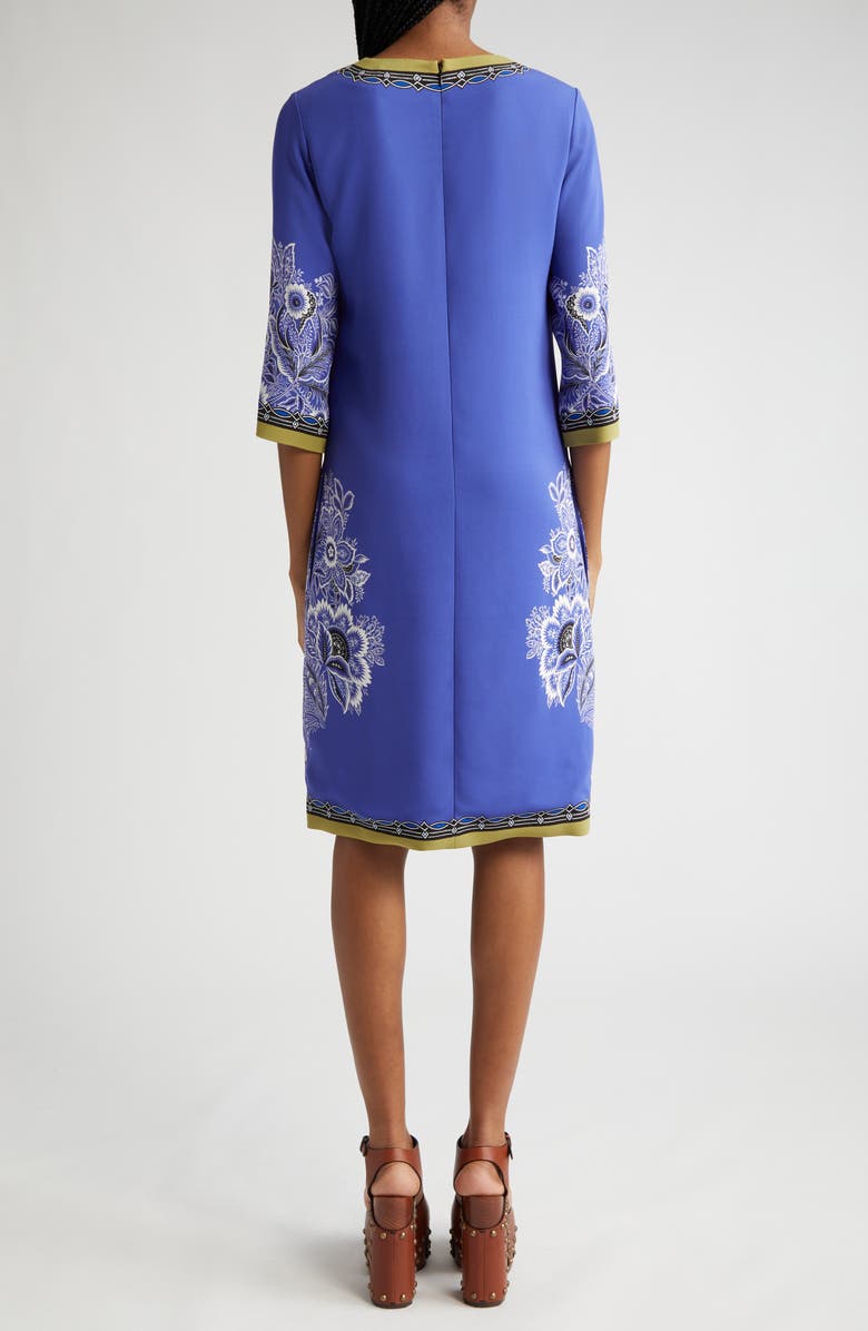 Etro Floral Print Stretch Crepe Shift Dress, Alternate, color, 
