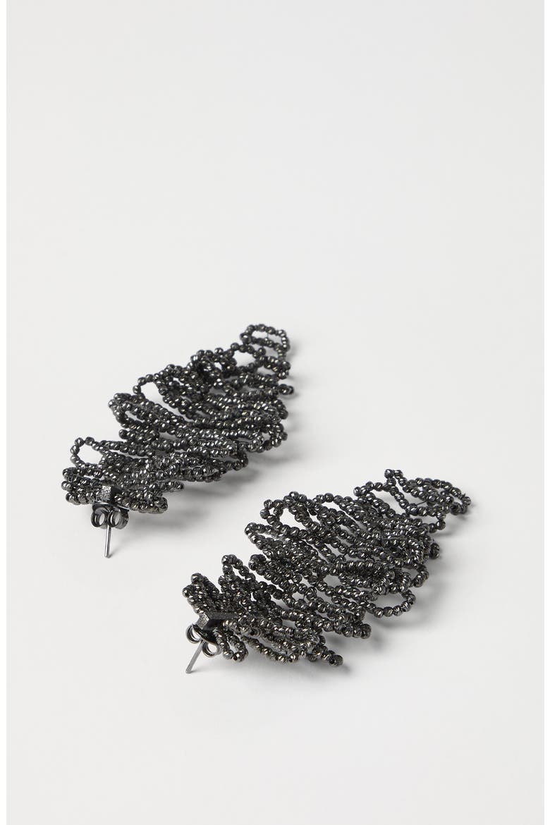 Sculptured leaf earrings, Alternate, color, Lignite Grey