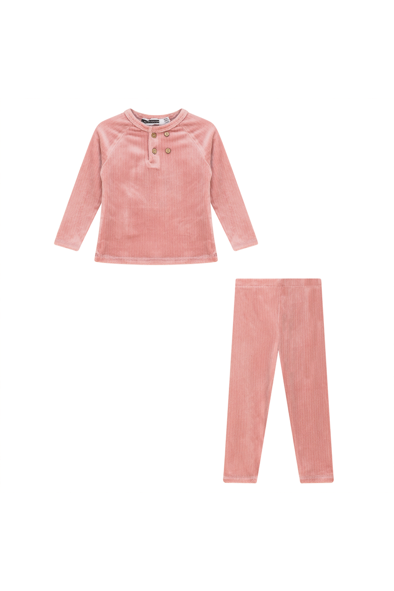 Velour 2 Piece Long Sleeve Top and Pants Set, Main, color, Pink