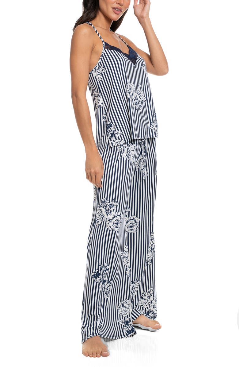 In Bloom by Jonquil Marnie Print Long Pajamas, Alternate, color, Navy/ Ivy