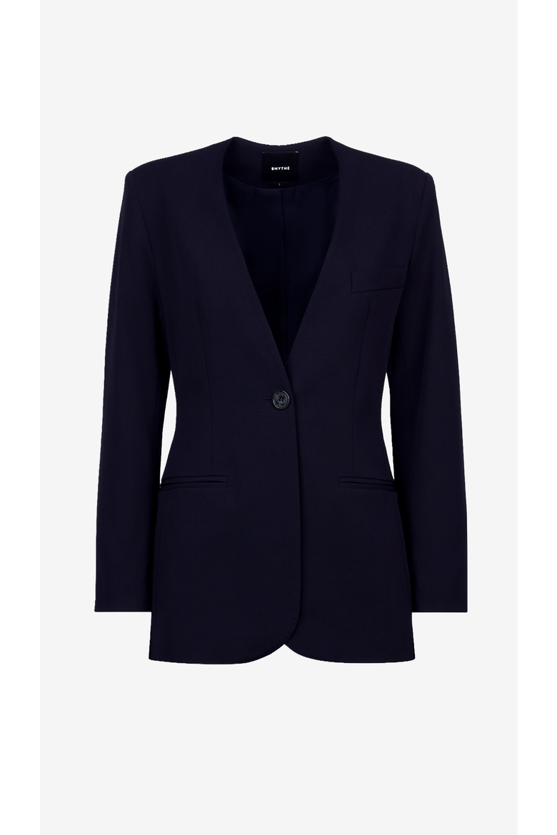 Collarless Blazer, Alternate, color, Navy Blue