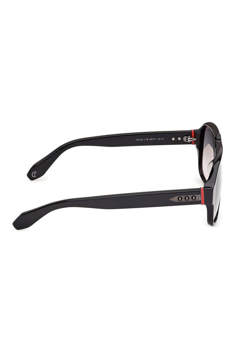 59mm Gradient Navigator Sunglasses, Alternate, color, BLACK/ METAL/ CRYSTAL/SMOKE