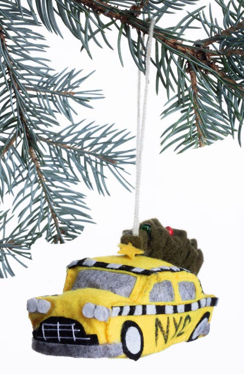 Handmade Taxi Felted Wool Ornament