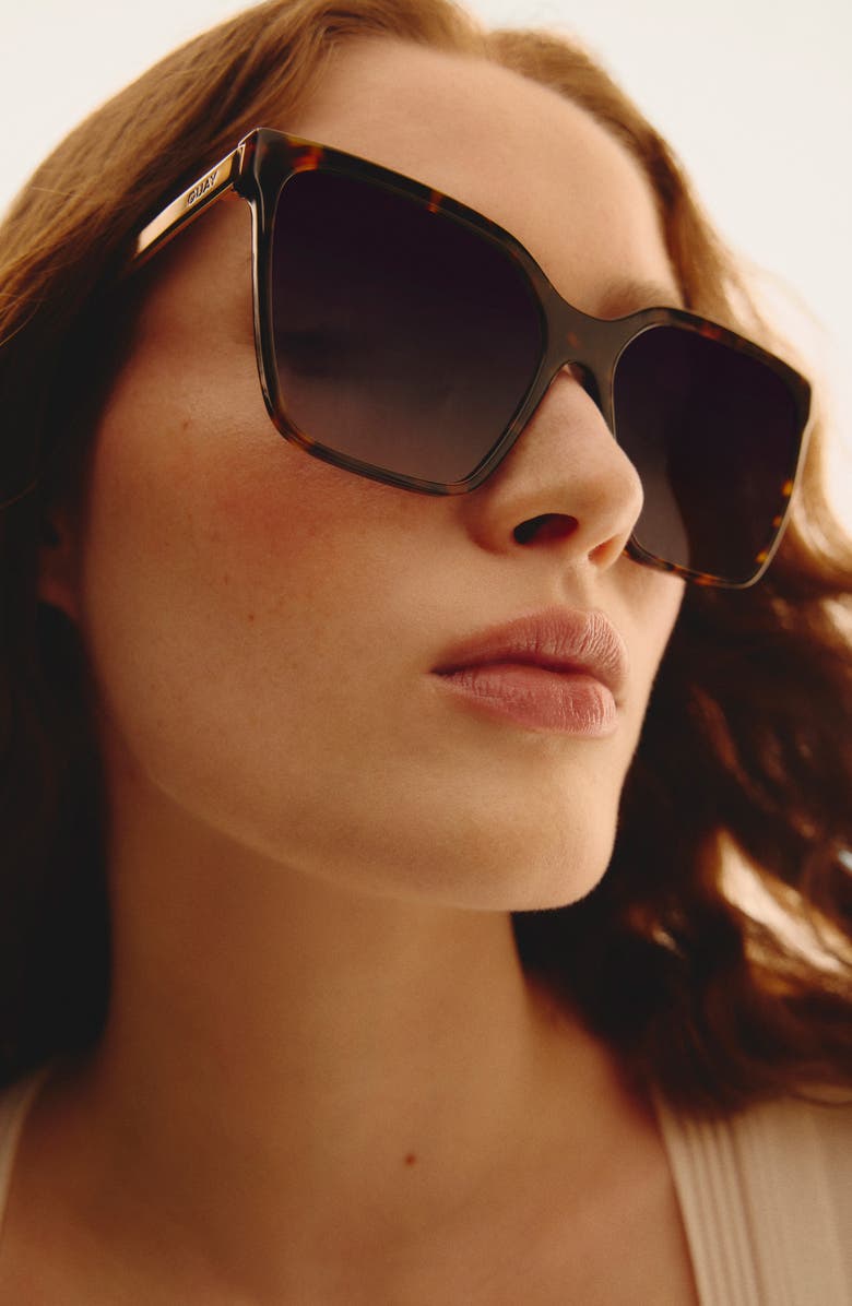 QUAY Level Up Remixed 61mm Gradient Square Sunglasses, Alternate, color, Neutral Tort/ Smoke Taupe