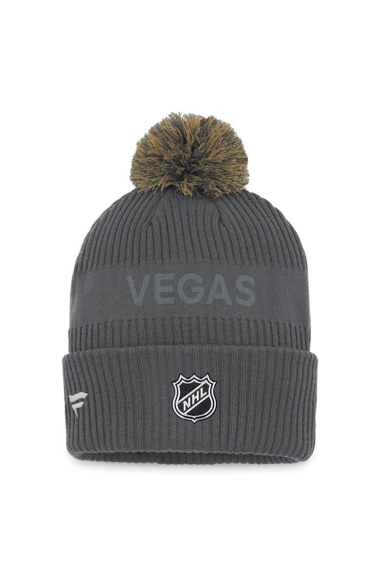 FANATICS Men's Fanatics Branded Charcoal Vegas Golden Knights Authentic Pro Home Ice Cuffed Knit Hat with Pom, Alternate, color, Charcoal