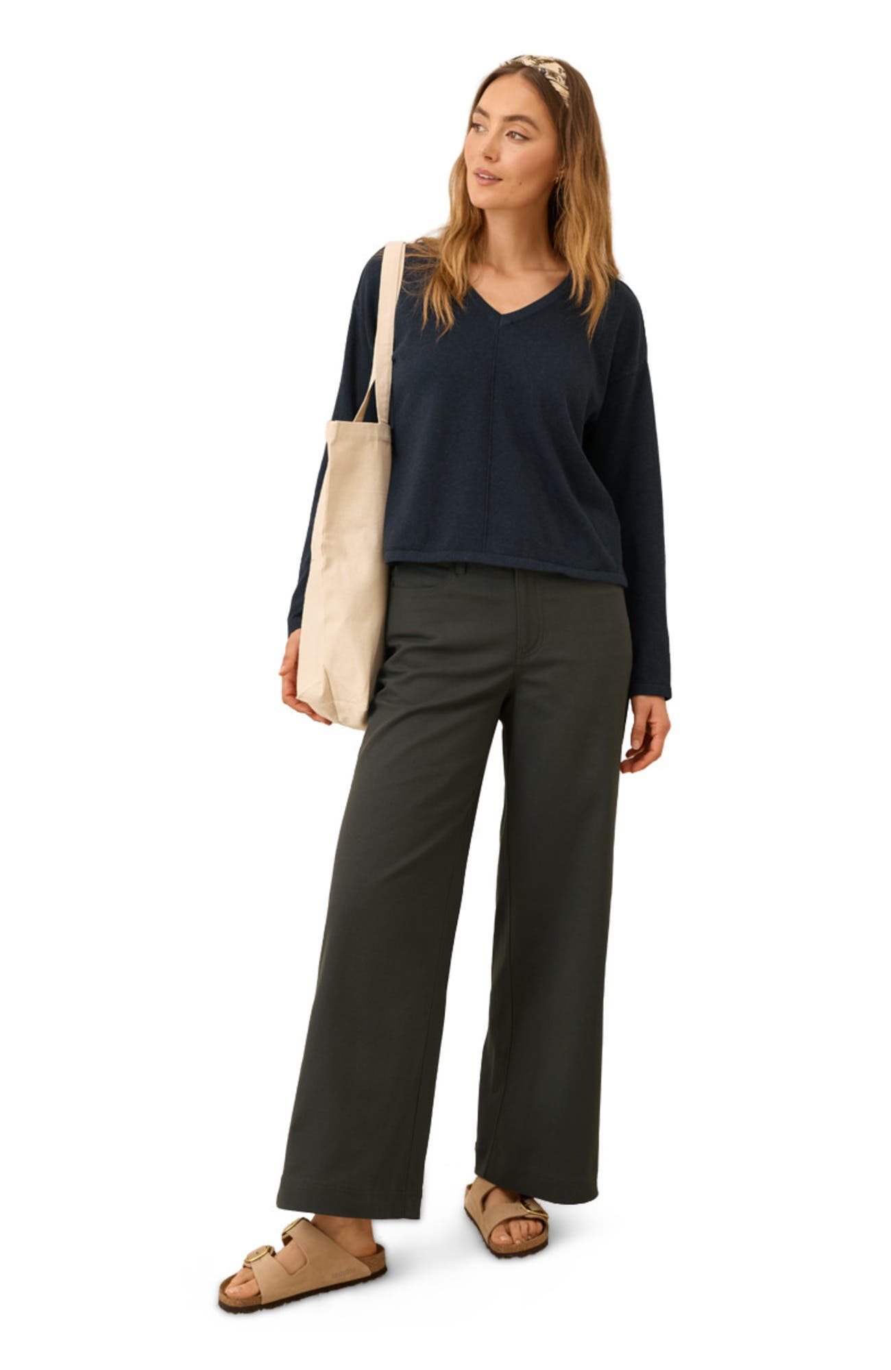 Organic Cotton Stretch Twill Wide Leg Pant - image 3