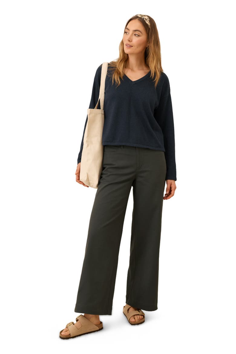 Organic Cotton Stretch Twill Wide Leg Pant, Main, color, Oak