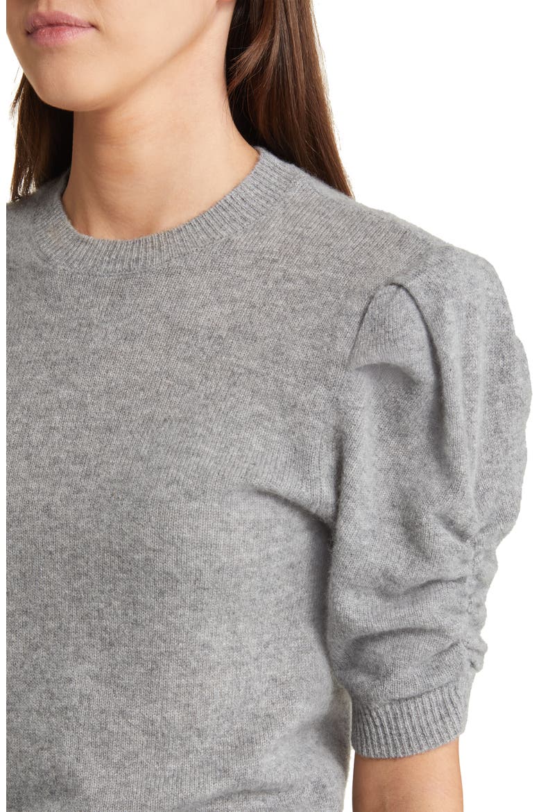 Ruched Sleeve Recycled Cashmere & Wool Sweater, Alternate, color, GRIS HEATHER
