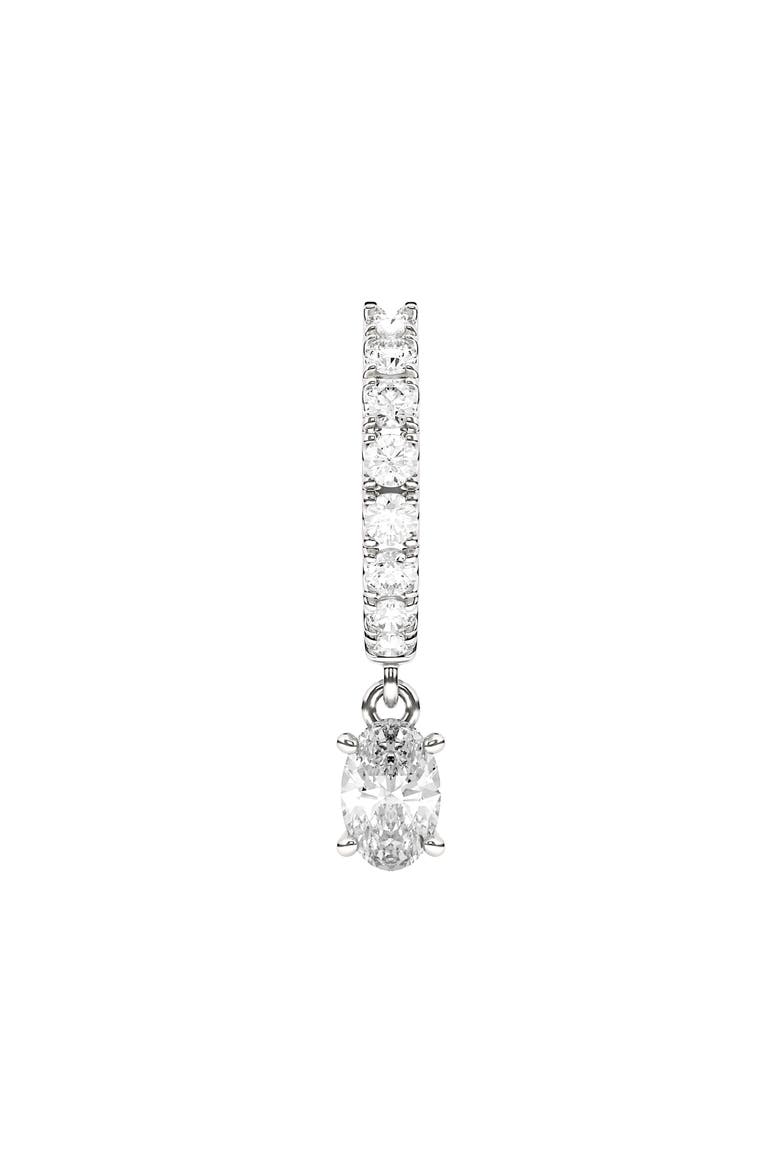 Lab Created Diamond Drop Huggie Hoop Earrings, Main, color, 18K WHITE GOLD