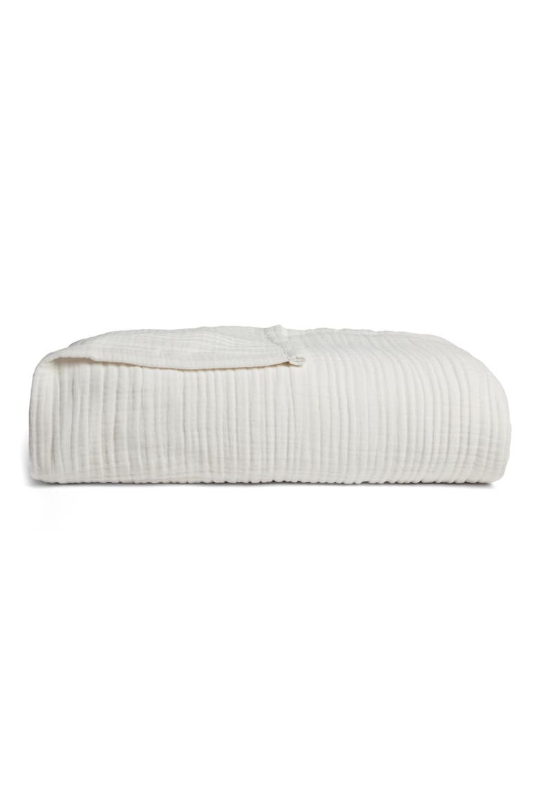 Cloud Cotton & Linen Gauze Bed Blanket, Main, color, CREAM