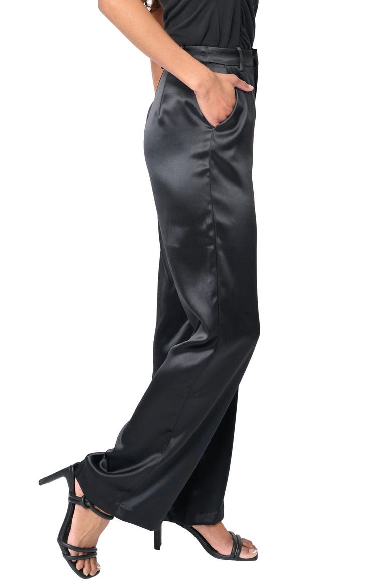 Lindsey Wide Leg Satin Pants, Alternate, color, BLACK