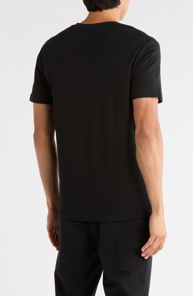 DENIM AND FLOWER Horizontal Stripe Textured Knit T-Shirt, Alternate, color, Black