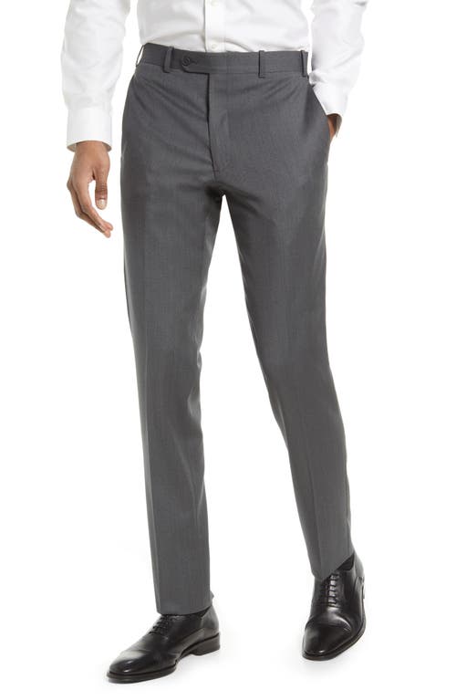 JB Britches Flat Front Stretch Wool Trousers in Mid Grey  product