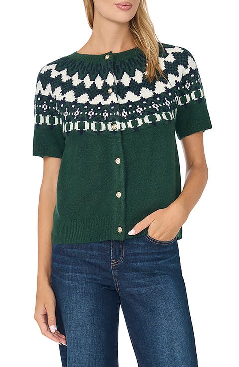 Fair Isle Short Sleeve Cardigan