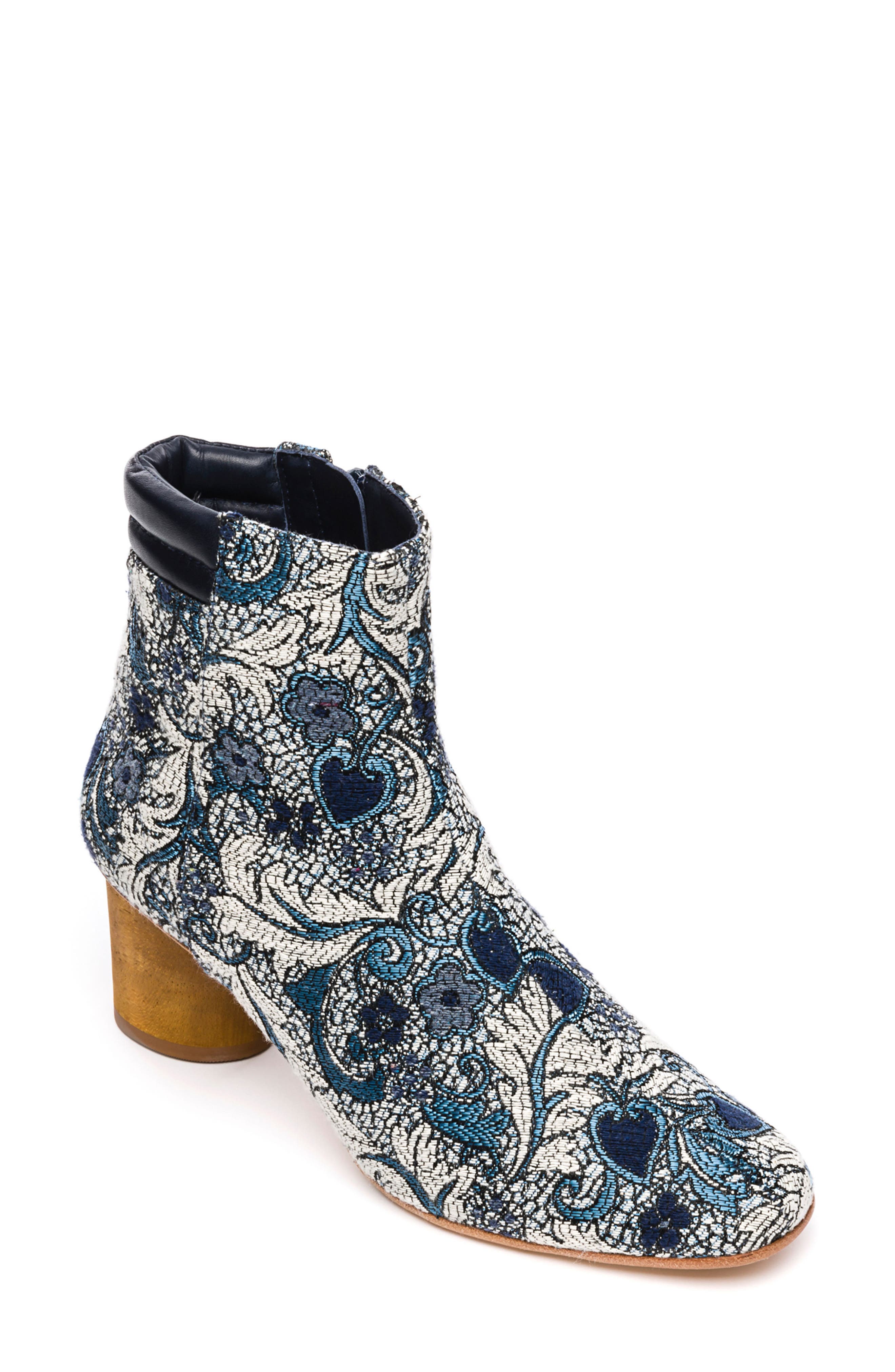 Bernardo Izzy Bootie, Main, color, BLUE JACQUARD FABRIC