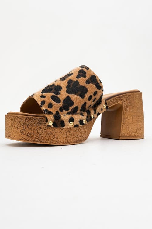 Forever & Always Shoes Pull Leather Platform Mules In Brown