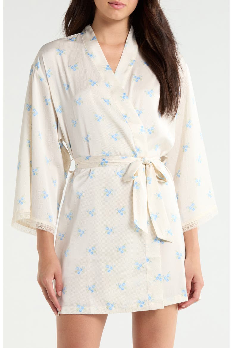 Noreen Floral Satin Wrap, Main, color, ECRU/ BLUE