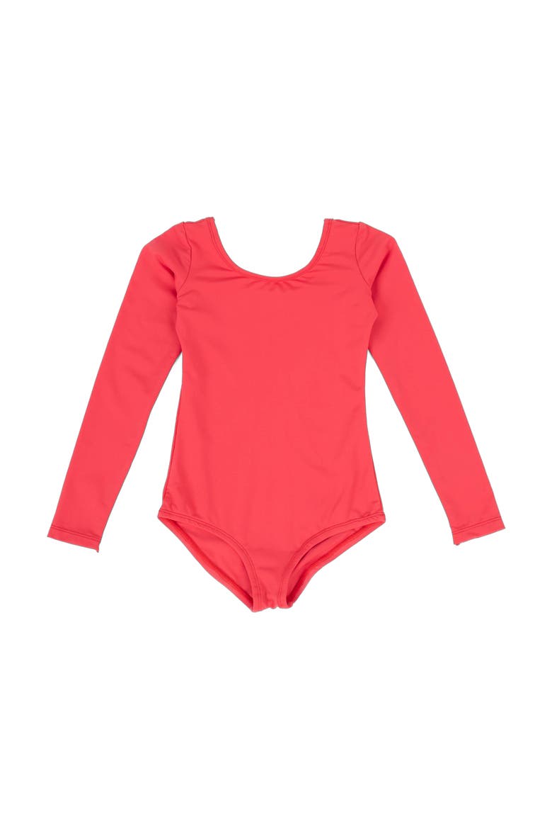 Girls Long Sleeve Leotard, Alternate, color, RED