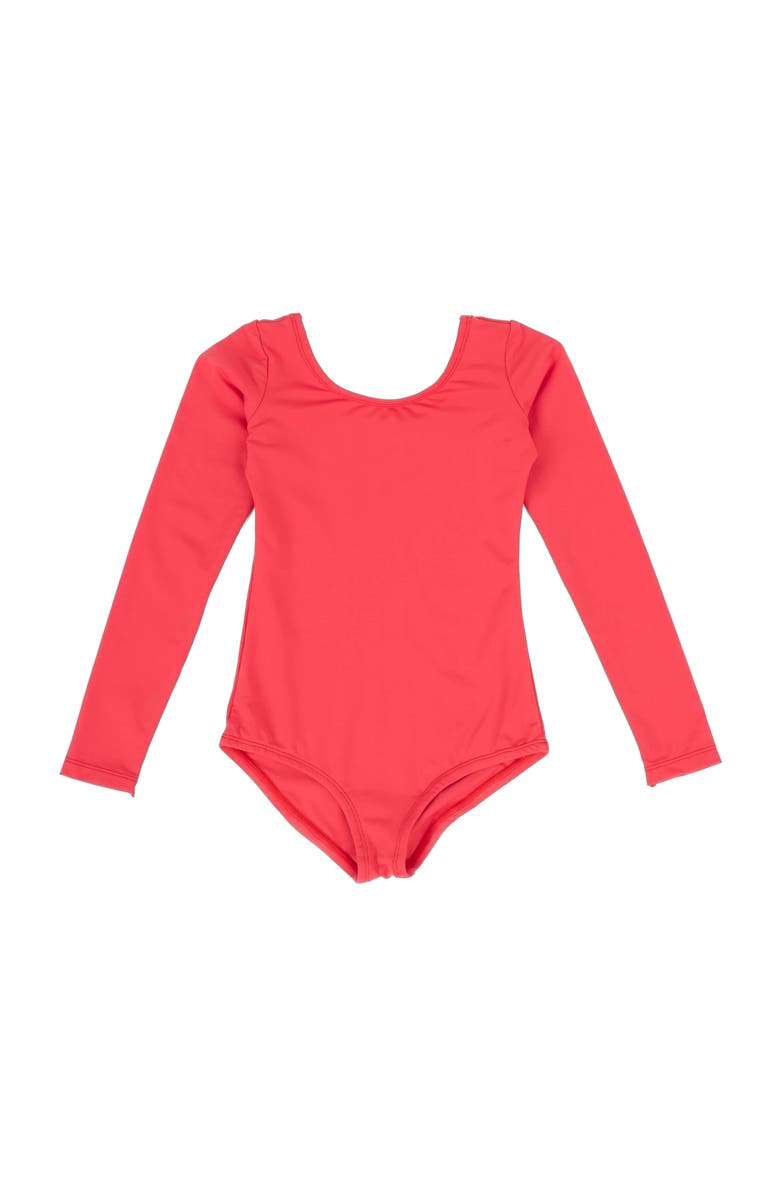 Leveret Girls Long Sleeve Leotard, Alternate, color, Red