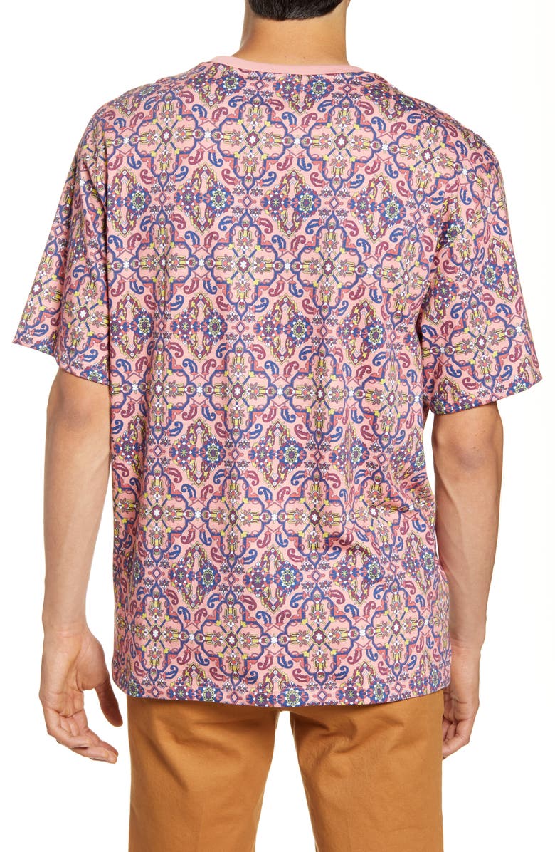 Topman Paisley Geometric Print Crewneck T-Shirt, Alternate, color, 
