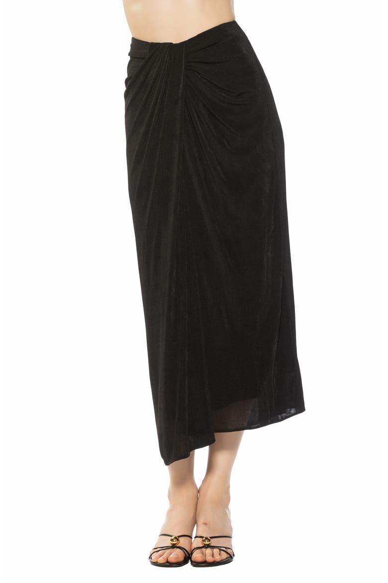 ISLA FRONT DRAPED MIDI SKIRT, Alternate, color, BLACK