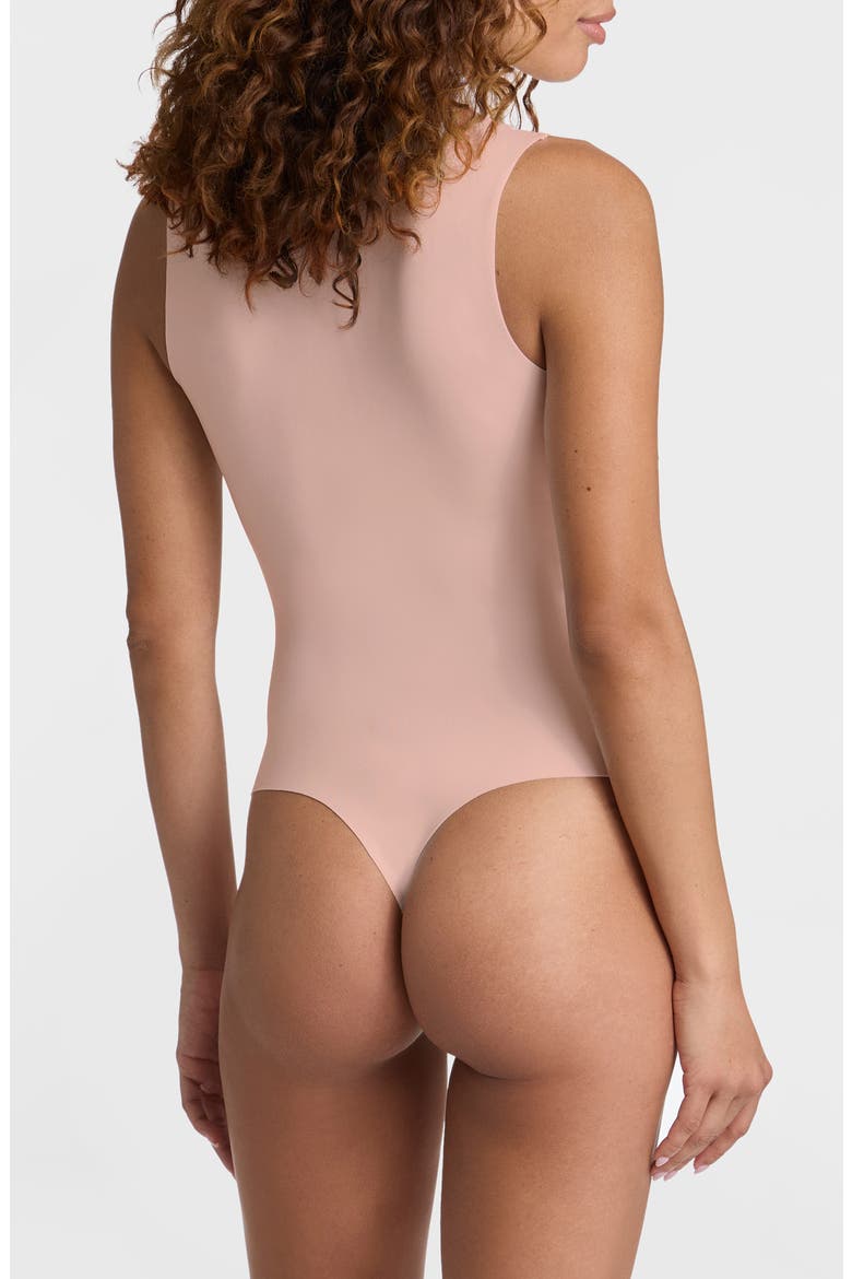 Sleeveless V-Neck Polo Neoprene Bodysuit, Alternate, color, DESERT ROSE