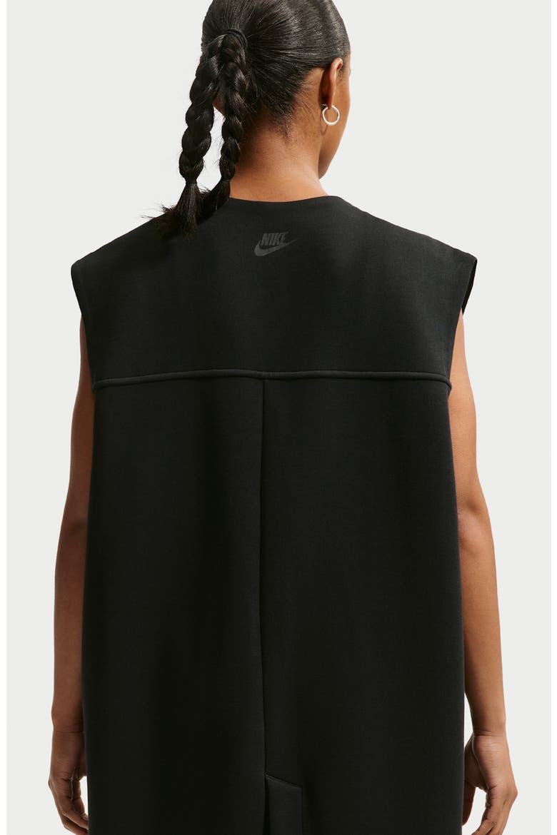 Oversized Sleeveless Tech Fleece Duster, Alternate, color, BLACK/ BLACK