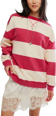Free People Oversize Stripe Sweatshirt