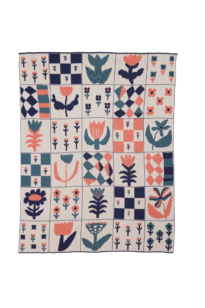 Toni Darling Frank Knit Throw Blanket, Main, color, Teal Grapefruit
