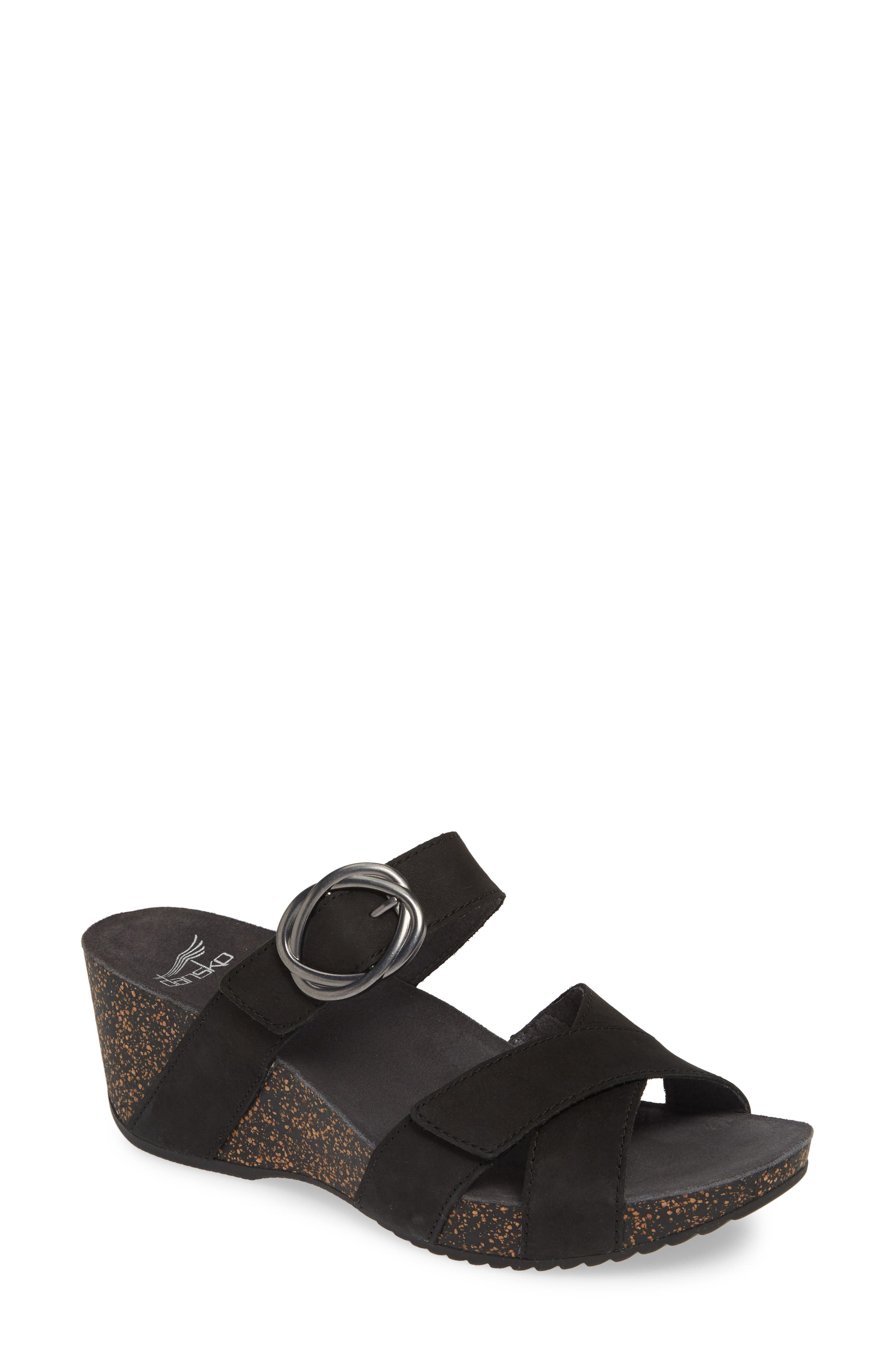 Susie Platform Sandal, Main, color, BLACK LEATHER