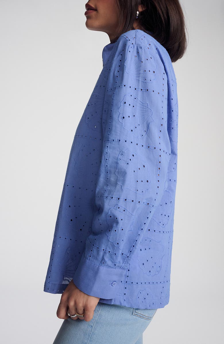 Mavi Jeans Scallop Eyelet Cotton Button-Up Shirt, Alternate, color, 