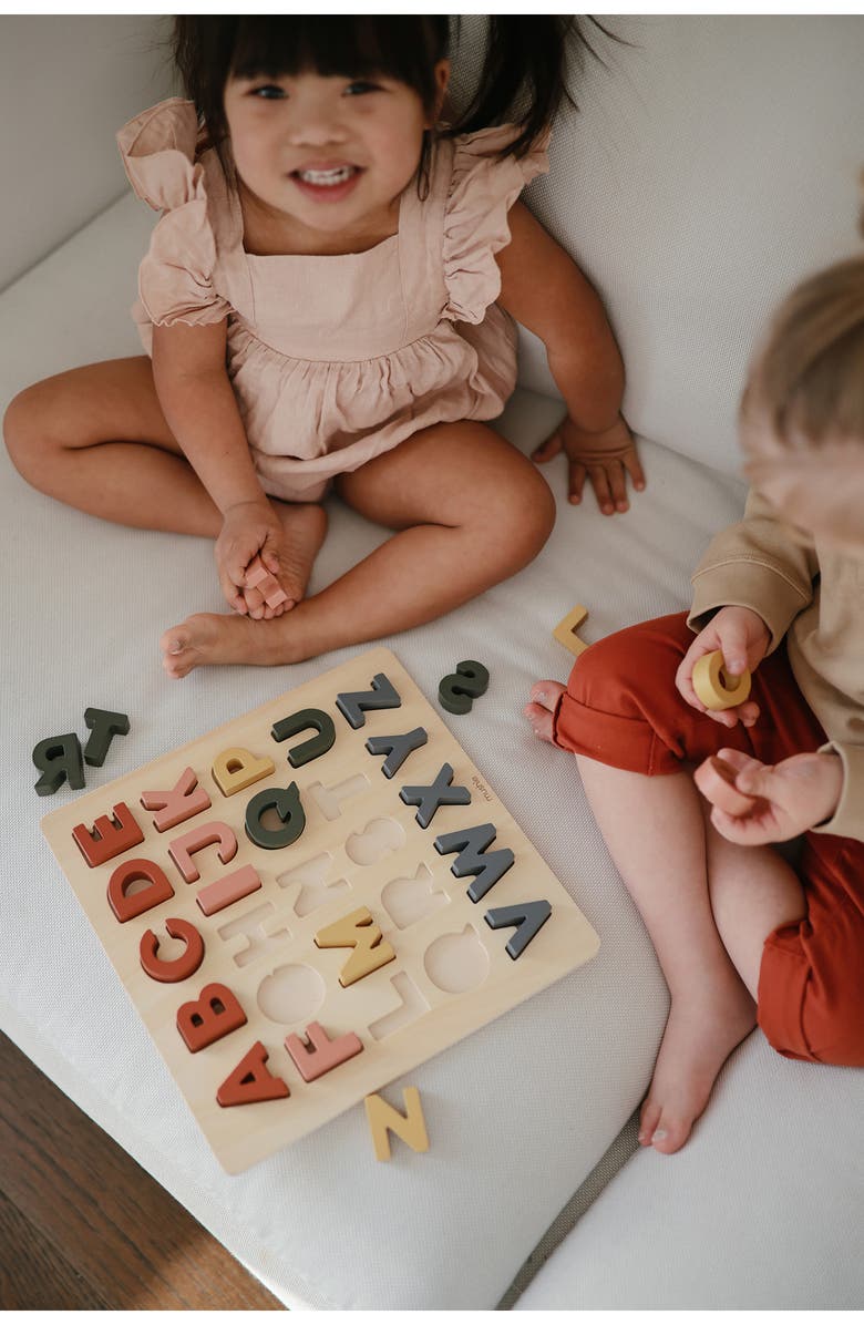 Mushie Wooden Alphabet Puzzle, Alternate, color, 