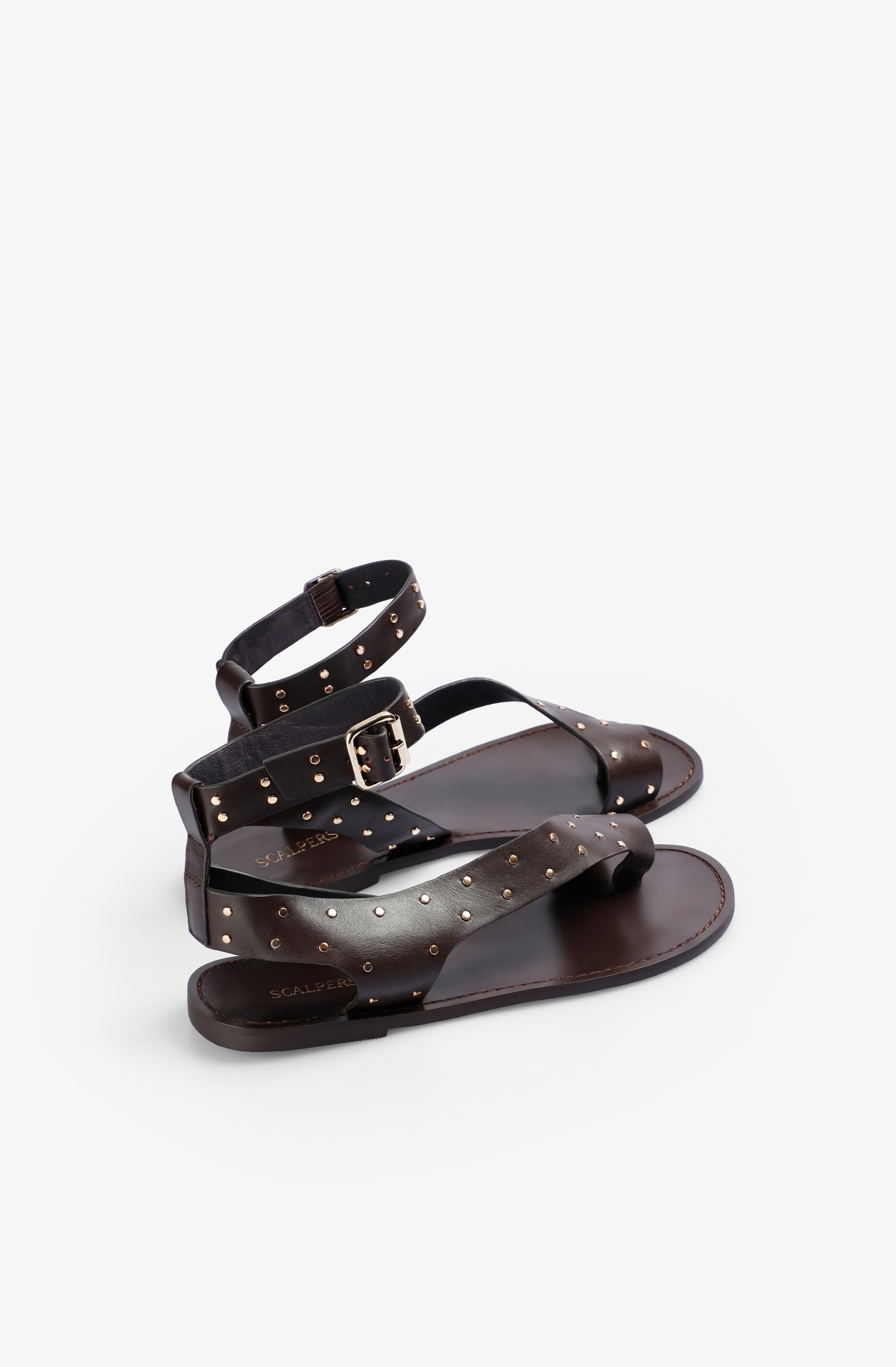 Scalpers Atenas Studs Sandal, Alternate, color, Darkbrown