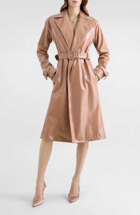 Faux Leather Trench Coat