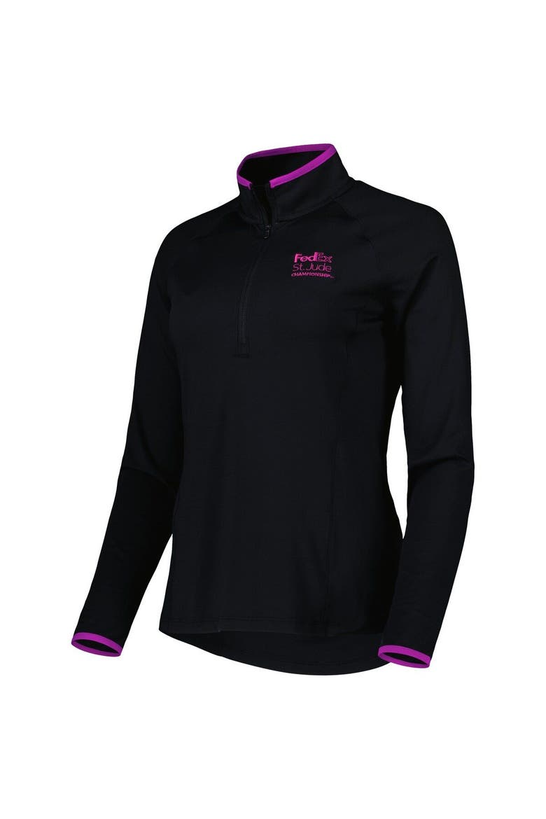 Women's Under Armour Black FedEx St. Jude Championship T2 Green Raglan Quarter-Zip Top, Alternate, color, Black