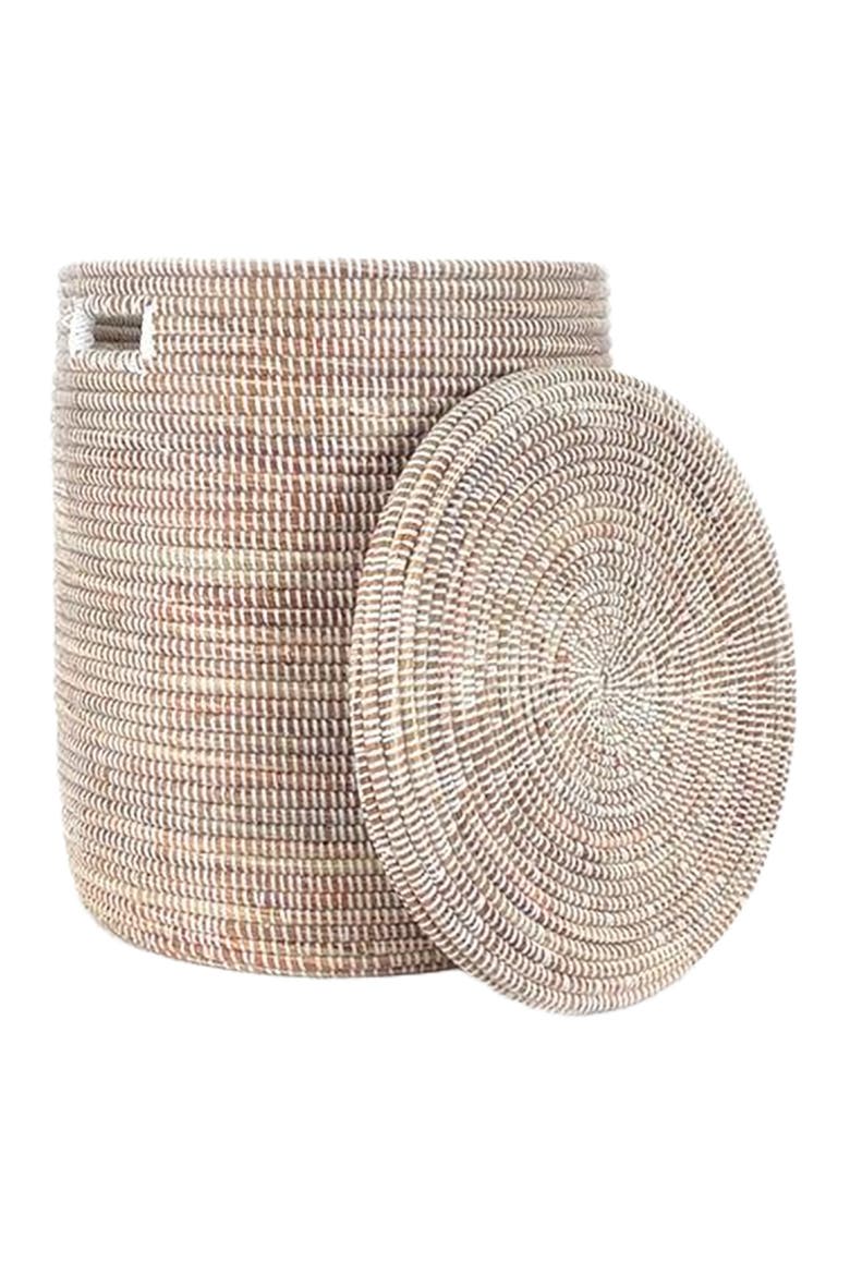 Flat Lid Storage Basket Monochrome Storage, Alternate, color, Brown and White
