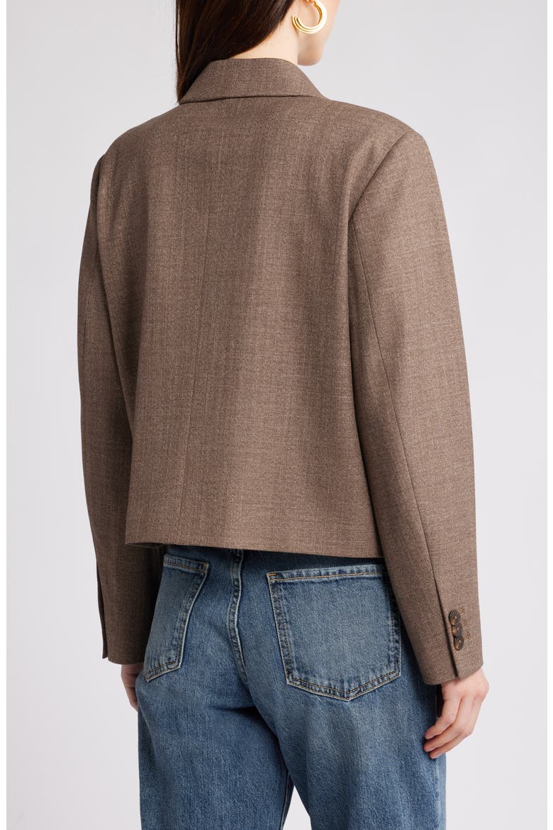 Double Breasted Crop Blazer, Alternate, color, BROWN MELANGE
