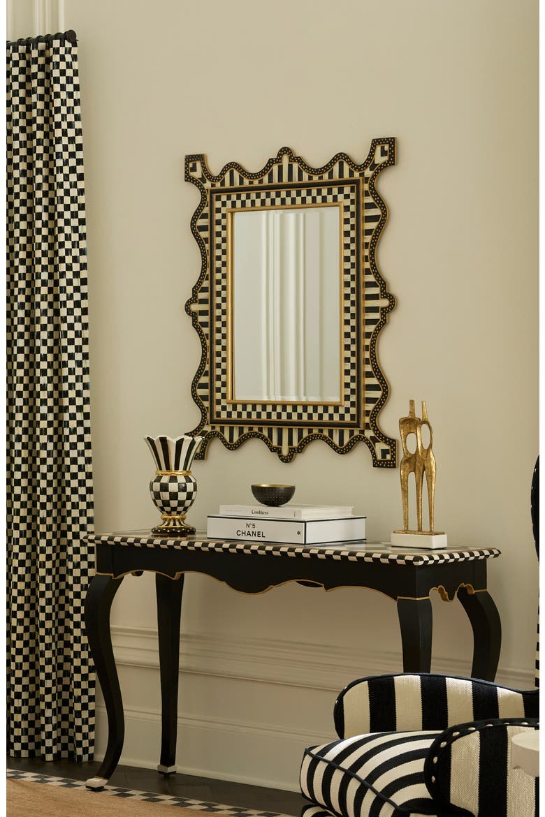 Courtly Check Large Wall Mirror, Alternate, color, BLACK