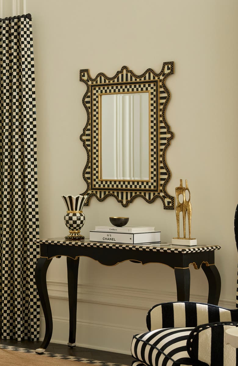 MACKENZIE CHILDS Courtly Check Large Wall Mirror, Alternate, color, Black