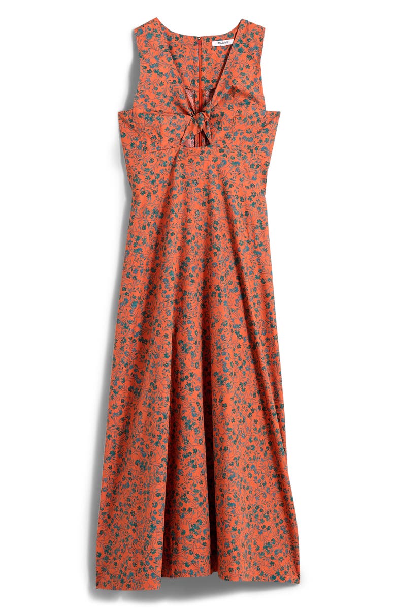 Madewell Floral Twist Front Poplin Midi Dress, Alternate, color, 