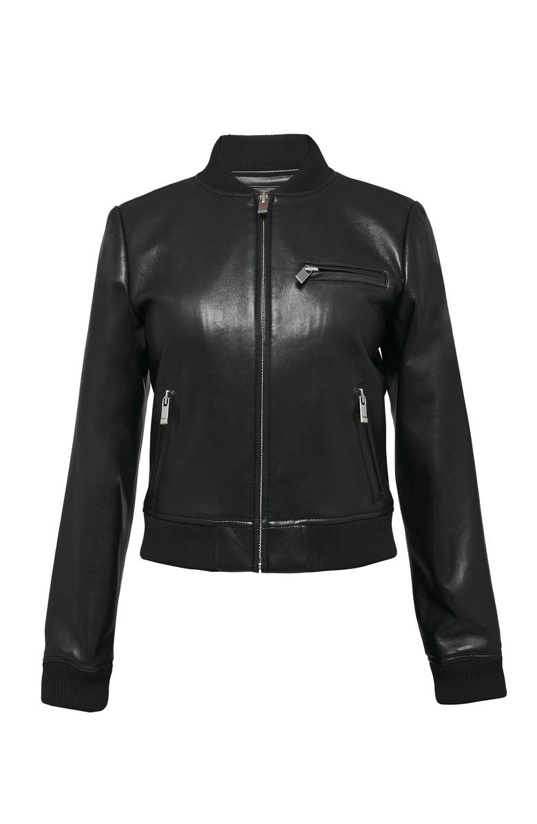 AS by DF Dixie Recycled Leather Bomber Jacket, Alternate, color, Black