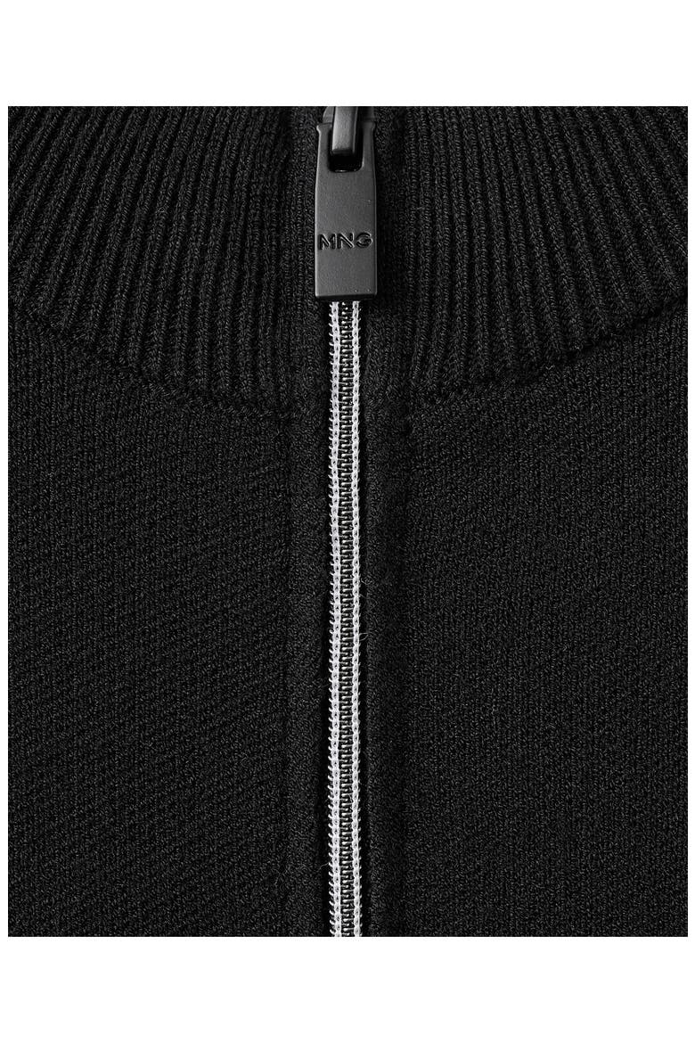Comfort Stretch Crewneck Zip Cardigan, Alternate, color, BLACK