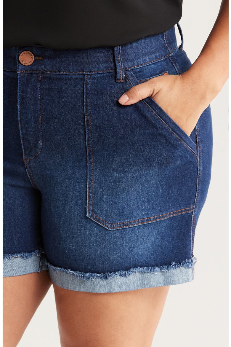 Patch Pocket High Waist Denim Shorts, Alternate, color, INDIGO