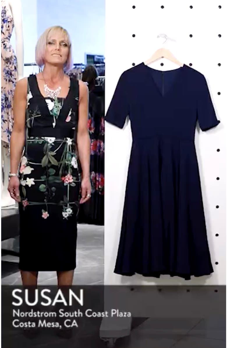 Edith City Crepe Fit & Flare Midi Dress, sales video thumbnail