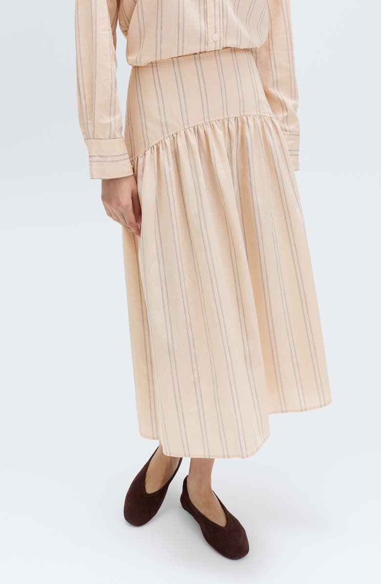M&S Stripe Midi Skirt, Alternate, color, Natural Multi