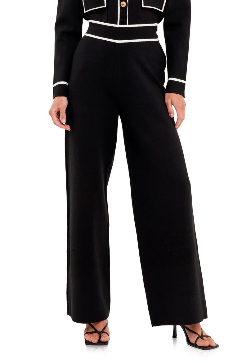 Wide Leg Knit Pants, Main, color, BLACK/ WHITE