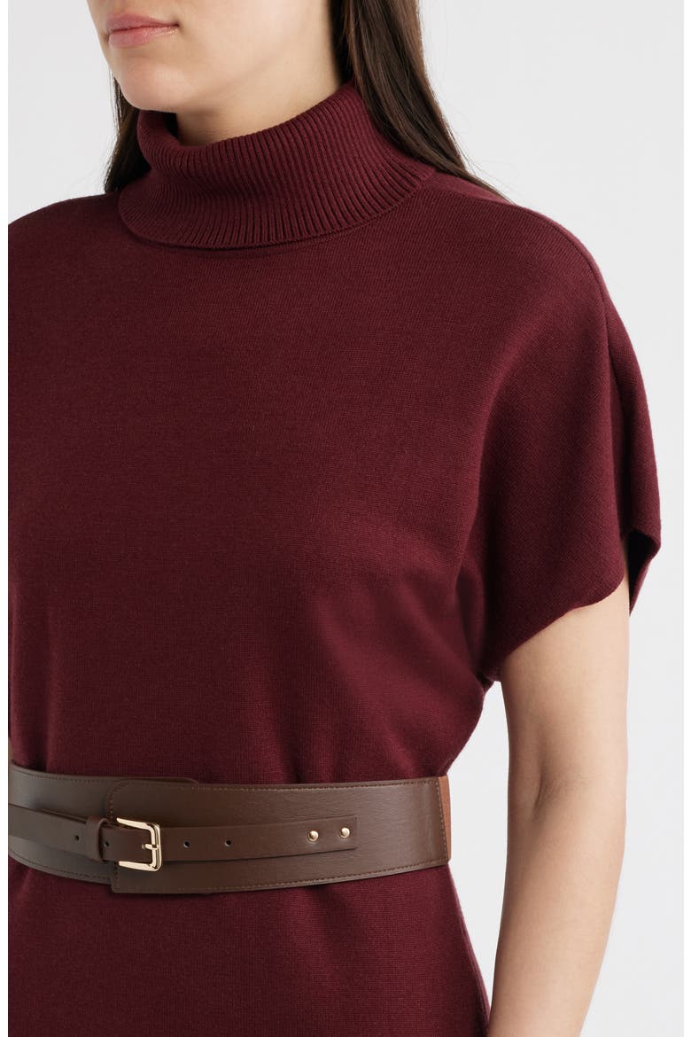 Turtleneck Midi Sweater Dress, Alternate, color, BURGUNDY